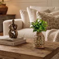 Vaso Decorativo de Fibra Natural Com Vidro Para: Sala, Quarto, Banheiro, Varanda, Cozinha,  PEQUENO 16cm, Rústico, Boho
