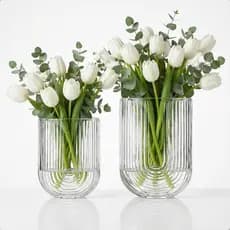 Vaso De Vidro Geométrico Decorativo em U, Vários Tamanhos, Estilo Moderno Minimalista
