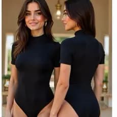 Body feminino gola alta e manga curta suplex premium (JOYCE)