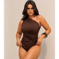 Body feminino um ombro Só com franzidos suplex premium