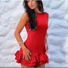 Vestido curto com babado na barra (VIRGINIA)