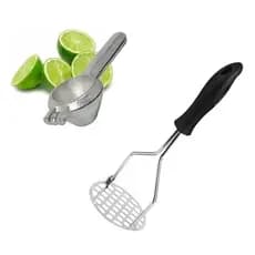 Amassador de Batata + Espremedor de Limão em Inox kit Cozinha