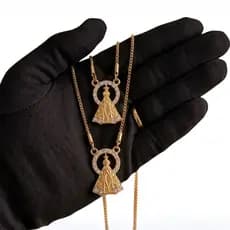 Colar Nossa Senhora Aparecida Escapulário Nossa Senhora Dourado