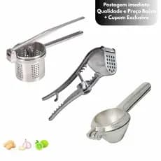 Espremedor de Batata Profissional + Espremedor de Limão + Amassador de alho 5 em 1 | Kit Cozinha