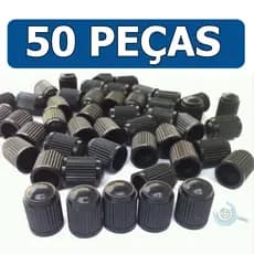50 Tampas Válvula Bico Pneu Preto Carro Moto Plástico 50 Pçs