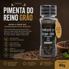 Pimentas Do Reino Grão 40g Com moedor Sabor e Qualidade Tempero A mais