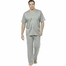 Pijama Masculino Plus Size Calça Blusa Botão Manga Curta
