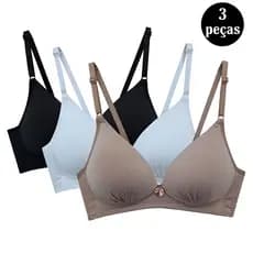 3 Sutiãs Sutien Com Bojo Confortável Sem Aro Promoção Barato