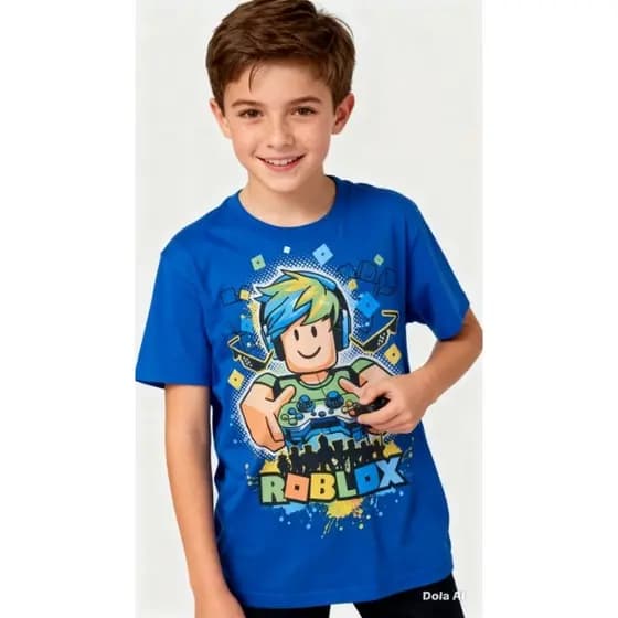 Camiseta Infantil Roblox Menino - Manga Curta e Variantes Estampa temática Roblox