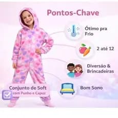Macacão infantil inverno estilo macacão de  pijama em tecido mantinha  peluciado soft temos infantil e Juvenil