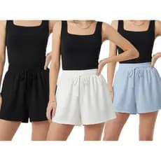 Kit 3 Shorts Feminino Cintura Alta com Elástico | Confortável, Leve e Soltinho - Moda Feminina