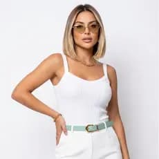 Combo 2 Blusinhas Regata Feminina Varias Cores Alcinha Canelada Com Bojo