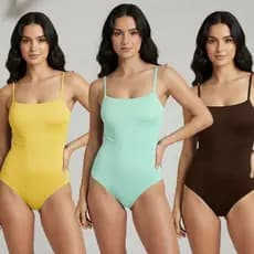 KIT 3 Body Feminino Regata Com Decote Reto Modelador Versátil Casual Moda Gringa Blogueira