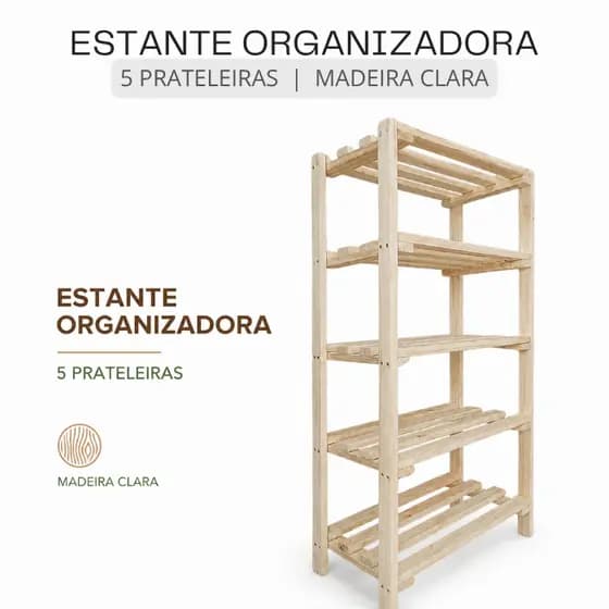 Estante Armário Gabinete Móvel Rack Sapateira 5 Prateleiras 100x50x30cm