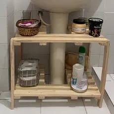 Gabinete Banheiro Lavabo Rack Organizador 2 Prateleiras Porta Papel Higiênico