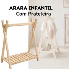 Roupeiro Infantil Aberto 70x60x38 de Madeira Pinus Natural