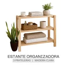 Sapateira Organizadora 50x60cm Estante de Madeira 3 Prateleiras