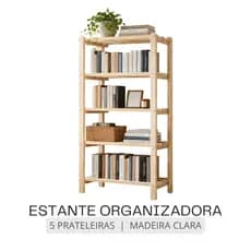 Estante Livreiro Multiuso 5 Prateleiras Organizador para Sala Quarto Escritório Livros
