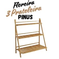 Estante Floreira Organizadora 3 Prateleiras em Pinus Jardin Vertical