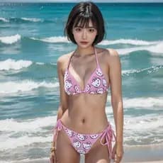 2 Pçs/Set Kitty Mulheres Biquíni Kuromi Maiô Bonito Hello Conjunto De Halter Triângulo Corda Ajustável Para Praia Piscin