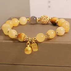 Elegante Pulseira De Contas De Citrino Com Charme Dourado Estilo Boêmio Pedra Natural Acessórios De Moda Perfeitos Para