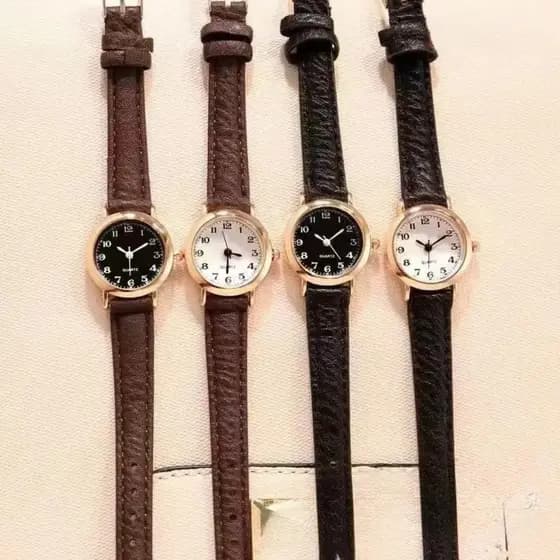 2026 Nova Moda Feminina Relógio De Pulso De Quartzo , Pulseira De Couro Fina Simples Mostrador Redondo Casual Feminino V