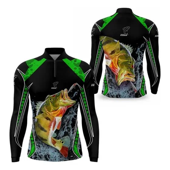 Camisa Pesca Manga Longa Infantil Uv50 Camiseta Pescaria Menino
