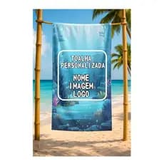 Toalha Banho Personalizada Logo Nome Imagem Praia Piscina