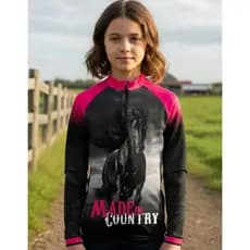Camisa Infantil Cavalo Cavalgada Country Agro Manga Longa