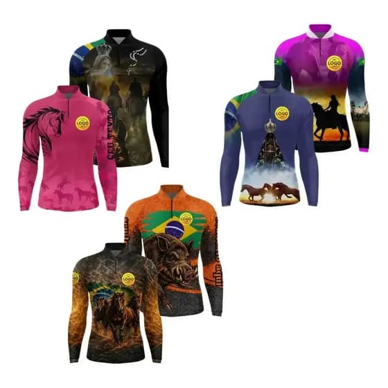 Kit 6 Camisa Cavalo Cavalgada Comitiva Personalizada Uv50