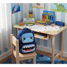 Mochila de Costas Escolar Tubarão Menino Infantil Azul Grande