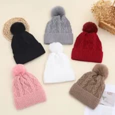 Touca Gorro de Lã Forrada Com Pompom Adulto Feminino Forro Peluciado