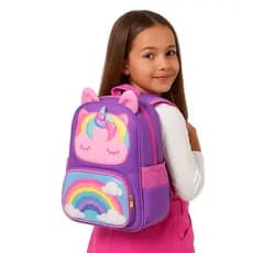 Mochila de Costas Unicórnio Escolar Infantil Menina Fofa Cor Rosa Grande