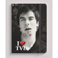 Caderneta Tipo Moleskine A5 Diário De Um Vampiro I LOVE TVD DAMON