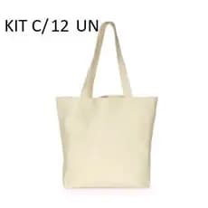 KIT 12 ecobag 32x38 cm GRANDE  lisa em algodão cru Ecológica pré - encomenda