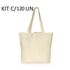kit 120 Bolsas Ecobag lisa 32,x38 100% algodão cru 210 gramas