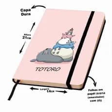 Caderno  Capa dura estilo moleskine 21X14cm tema Totoro com elástico