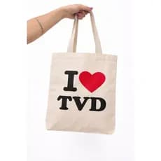 BOLSA ECOBAG 100% ALGODÃO CRU 210 G 32X38 CM PERSONALIZADA I LOVE TVD - ALÇA REFORÇADA
