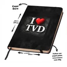 Caderneta Tipo Moleskine A5 Diário De Um Vampiro I LOVE TVD 02