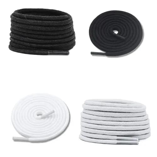 Cadarço Roliço 120cm (1 Par) Branco e Preto - Cordão para Bermudas, Calças e Moletom