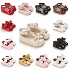 2022 Moda PU Sapatos De Couro Bebê Princesa Recém Nascido Meninas Mocassins Borracha Sola Prewalker Antiderrapante Verão Primeiro Andadores