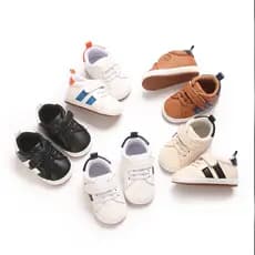 Springday1-Infantil Bebê Meninos Meninas Tênis De Sola Macia Antiderrapante Listra Sapatos Brancos Formadores