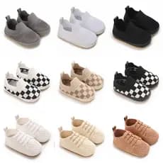 Sapatos De Tecido Ultra-Soft Plaid Slip-On Para Bebês Meninos-Design Confortável & Respirável , Leve Brincadeiras Em Ambientes Internos/Externos-Caminhada Duráveis Perfeitos Aventuras Diárias