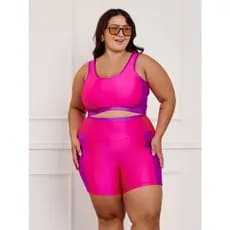 Conjunto Fitness Brilhoso Bermuda + Top S/bojo Plus Size 11197/11198