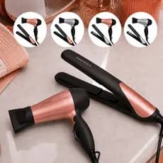 Secador de Cabelo Portátil Dobrável Rosa ou Cinza e/ou Chapinha Alisa Modela Cabelo Antifrizz Bivolt Viagem Cor Sortida