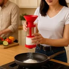 Misturador Peneira Copo Farelo Dosador Pó Rotativa Farinha Açúcar Tapioca Filtro Funil Cozinha