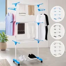 Varal de Chão Torre Vertical 3 Andares Portátil Com Rodinha Dobrável Apartamento Roupa Cabide Calcinha