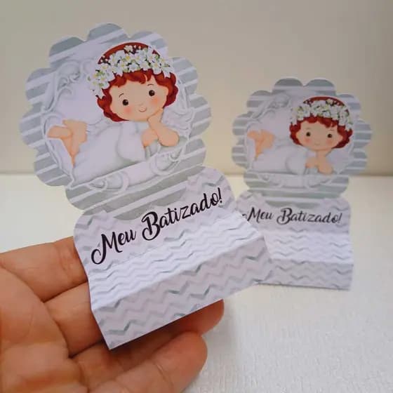 20 Porta Bis Duplo BATIZADO BRANCO - Porta Bis para decoração de festa infantil - PEGUE E MONTE