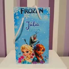 Sacolinha Surpresa Personalizada Frozen Anna e Elsa - Lembrancinha Aniversário - Tamanho P - PEGUE E MONTE