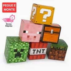 Caixas Cubo Jogo dos Blocos (6x6cm) -  Pegue e Monte - Lembrancinha infantil